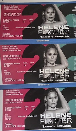  3 Tickets Helene Fischer 360  Stadion Tour am Samstag, den 20.06.2026