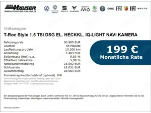 Volkswagen T-Roc Style 1.5 TSI DSG EL. HECKKL. IQ-LIGHT NAVI KAMERA