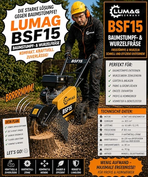 Wurzelfräse Stubbenfräse Baumstumpffräse max. Durchgfahrtsbreite 80cm mieten leihen