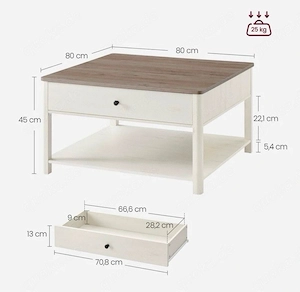 Moderner Couchtisch (80x80 cm) in Greige Weiß   1 Jahr alt   Abholung Fürth