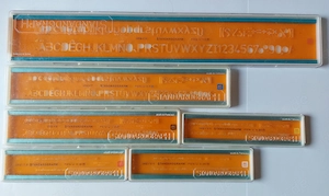 Schriftschablonen in verschiedenen Größen