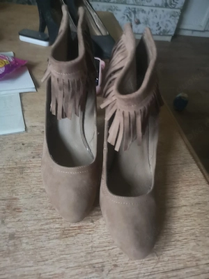 Heels, Pumps, Fransen, Schuhe, Damenschuh