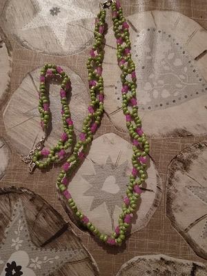 modeschmuck Set kette Armband grün 