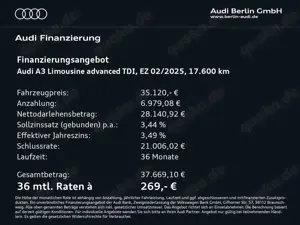 Audi A3 advanced 35 TDI S tr. LED NAVI RFK