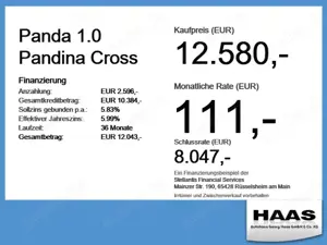 Fiat Panda 1.0 Pandina Cross PDC, Garantie, Bluetooth