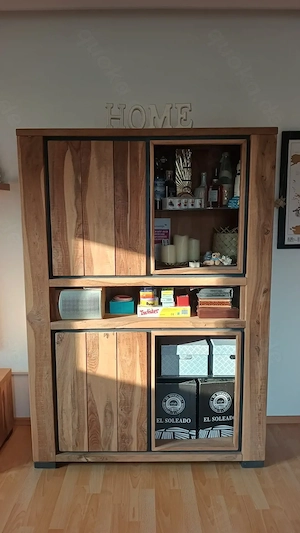 Henders & Hazel (H&H) Highboard 171 cm hoch, PRIEGO, Seeshamholz massiv