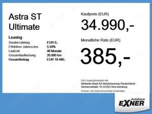 Opel Astra ST Ultimate Panoramadach, HeadUp Display Bild 4