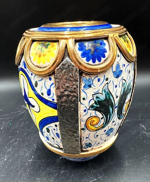 Keramikvase aus Valencia, Spanien, handbemalt, 21 x 18 cm Bild 3