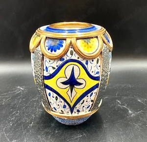 Keramikvase aus Valencia, Spanien, handbemalt, 21 x 18 cm