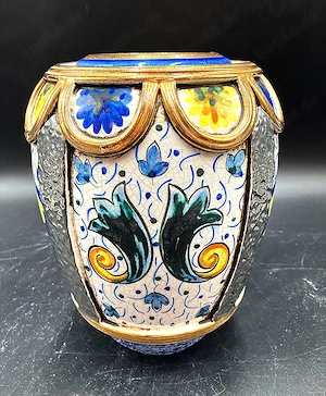 Keramikvase aus Valencia, Spanien, handbemalt, 21 x 18 cm Bild 2