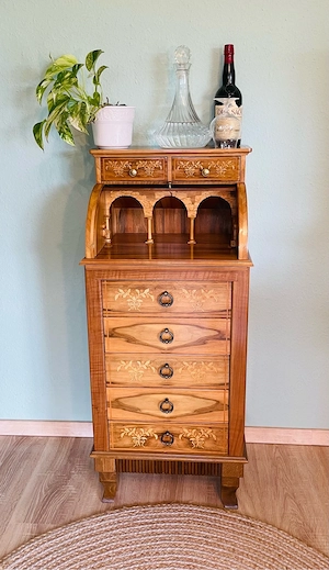 Antiker Barock-Stil- Sekretär | Vintage, Intarsien & Rollladenklappe      Augenweide