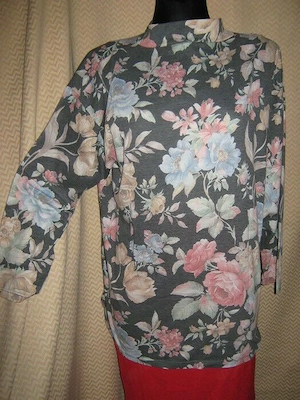 VINTAGE Nostalgie Antik Rosen Blüten Longsleeve Langarm T-Shirt TREND 42- 44  M- L Oversize Pastell Bild 2