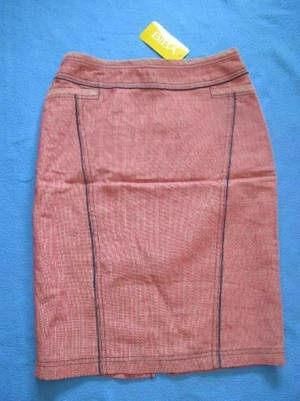 NEU mit ETIKETT Streifen Bleistift Etui Shift High Waist Mini Rock BIBA by ESCADA 36  S rot weiß