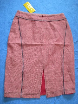 NEU mit ETIKETT Streifen Bleistift Etui Shift High Waist Mini Rock BIBA by ESCADA 36  S rot weiß Bild 4
