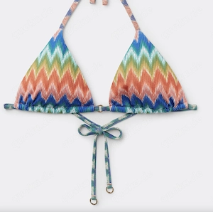 NEU m. Et. Lurex Glitzer Missoni Style Triangel BIKINI Oberteil Bustier TOP CALZEDONIA Chevron bunt Bild 2