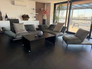   Bullfrog - Exklusiv-Design Couch Ledersofa Ecksofa grau  