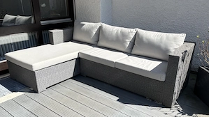 Loungeset Rattan Sitzgruppe grau mit neuwertigen Sitzpolstern
