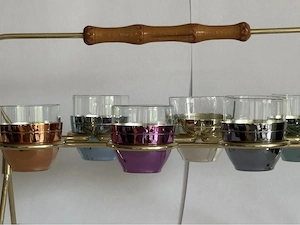 Vintage Schnapsglas Schnapsgläser bunt 50er 60er Jahre Ständer