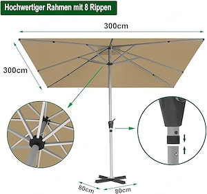 Sonnenschirm 3x3 Meter+ Granitständer,  in Gera 