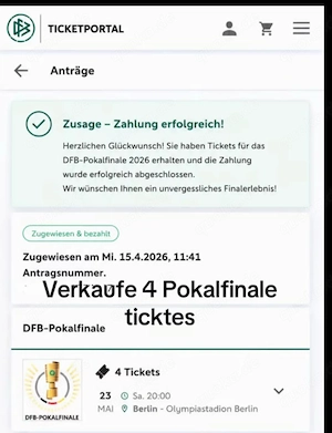 4 ticket DFB pokal Bayern München vs VFb Stuttgart 