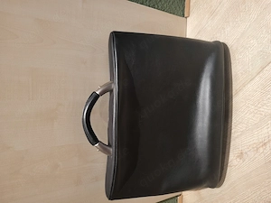 Schultertasche Leder- Mappe Laptop Akten Hand-Tasche ,Schwarz