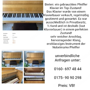 Pfeiffer Klavier, TOP Zustand, 1.Hand