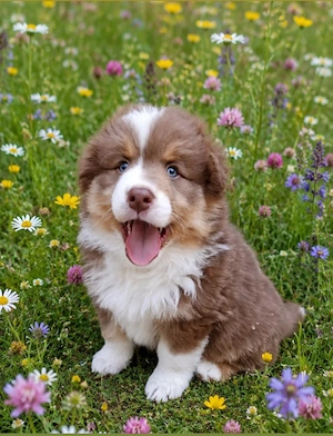 Australian Shepherd Welpen, 2 Rüden red tri, mit Papieren, Forest Spring Valley IVR