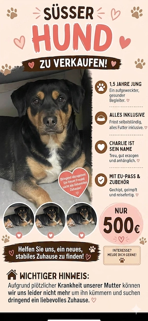  süsser hund charlie sucht ein liebevolles zuhause-für-immer! 