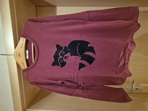 Strickpullover, Marke bpc, weinrot, mit Motiv, Gr. 40 42 , wenig getragen