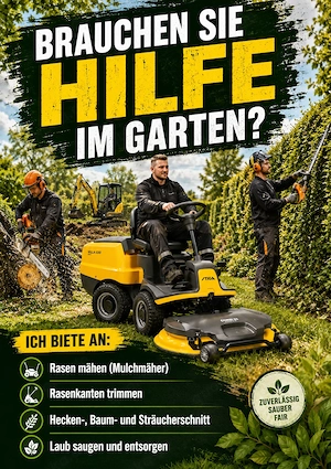 Biete Gartenhilfe Gartenarbeit Rasen mähen und vieles mehr