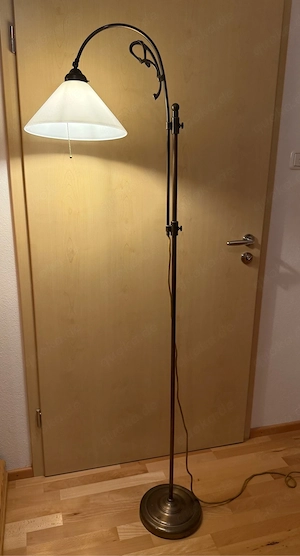 Wertige Stehleuchte höhenverstellb. Bogenlampe altmessing Stehlampe Tischleuchte Bild 5