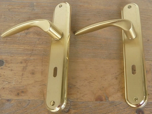 6x Messing Beschläge Türdrücker mit Schild Bild 4