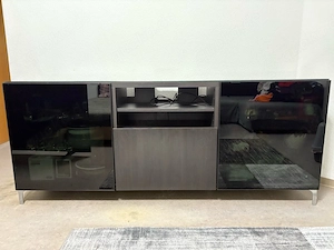 IKEA BEST  TV-Schrank   Aufbewahrungsschrank 180 cm schwarzbraun mit Glasfronten