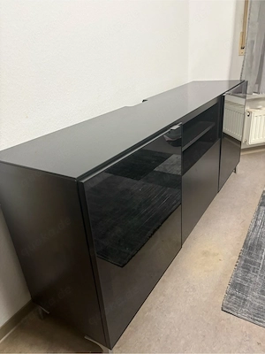 IKEA BESTA  TV-Schrank   Aufbewahrungsschrank 180 cm schwarzbraun mit Glasfronten Bild 2
