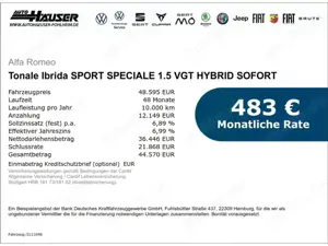 Alfa Romeo Tonale Ibrida SPORT SPECIALE 1.5 VGT HYBRID SOFORT HARMAN Bild 2