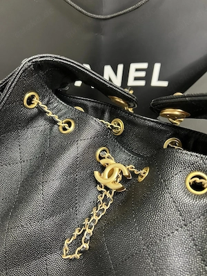 Chanel 25 S Pelle Caviar Nero Gold Hwr Eccellente