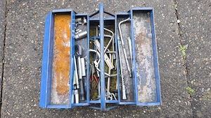Werkzeugkiste Werkzeugkoffer Stahlblech Blau 5 Fächer 43Lx21Bx20H Bild 2