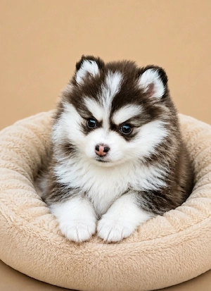 Pomsky F2 Micro & Toy Puppengesicht Bärchentyp Wollycoat 