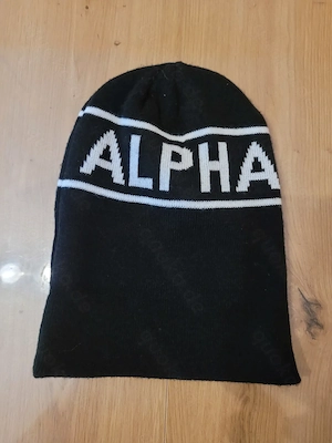 Alpha Industries Beanie | Strickmütze | Schwarz | Logo-Stick | TOP am WE