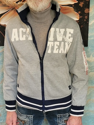Stylische College Wende-Jacke "Active Team" Gr. S | Grau-Meliert | TOP