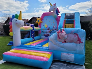 Hüpfburg mieten leihen Kinder Geburtstag Kommunion Happy Kids