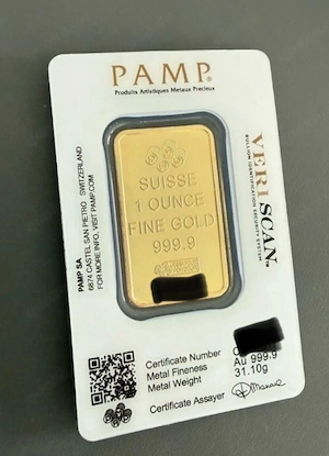 Goldbarren Pamp 31,1g original im Blister mit Zertifikat 