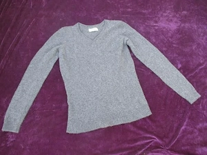 100% Kaschmir Cashmer  V-Ausschnitt Feinstrick Pullover zalando Original  Gr. 34- 36  XS anthrazit