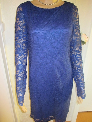 NEU Lace Spitzen Abend Ausgeh Cocktail Strech Bodycon Midi Kleid Jessica Howard 36- 38  S royal blau