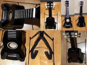 Verkaufe Sopran-Ukulele in Schwarz mit Ständer