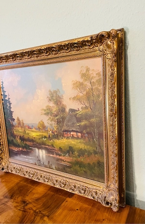   Antikes Öl-Gemälde   J. Kahl   Idyllische Landschaft     Bild 3