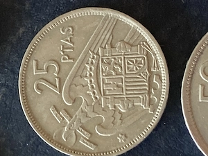 Münze Münzen Umlaufmünze Spanien 25 Pesetas 1957 im Stern 59
