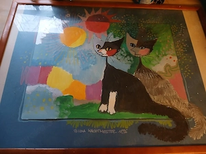 Original Rosina Wachtmeister Katzengemälde von 1996
