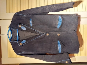 Trachtenlederjacke  Trachtenjacke Velourleder schwarz blau