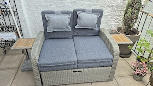 Multifunktionssofa 'Wanda' 2-Sitzer beige grau 115,5 x 90 x 89 cm